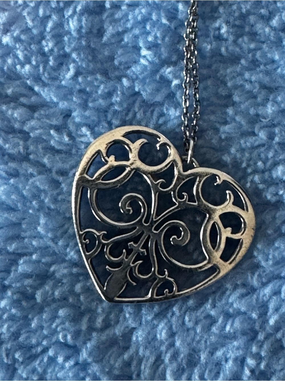 Tiffany & Co. Silver Openwork Heart Necklace- Excellent Condition
